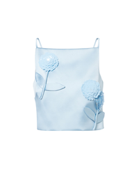 Blue Satin 3D Sequin Flower Top