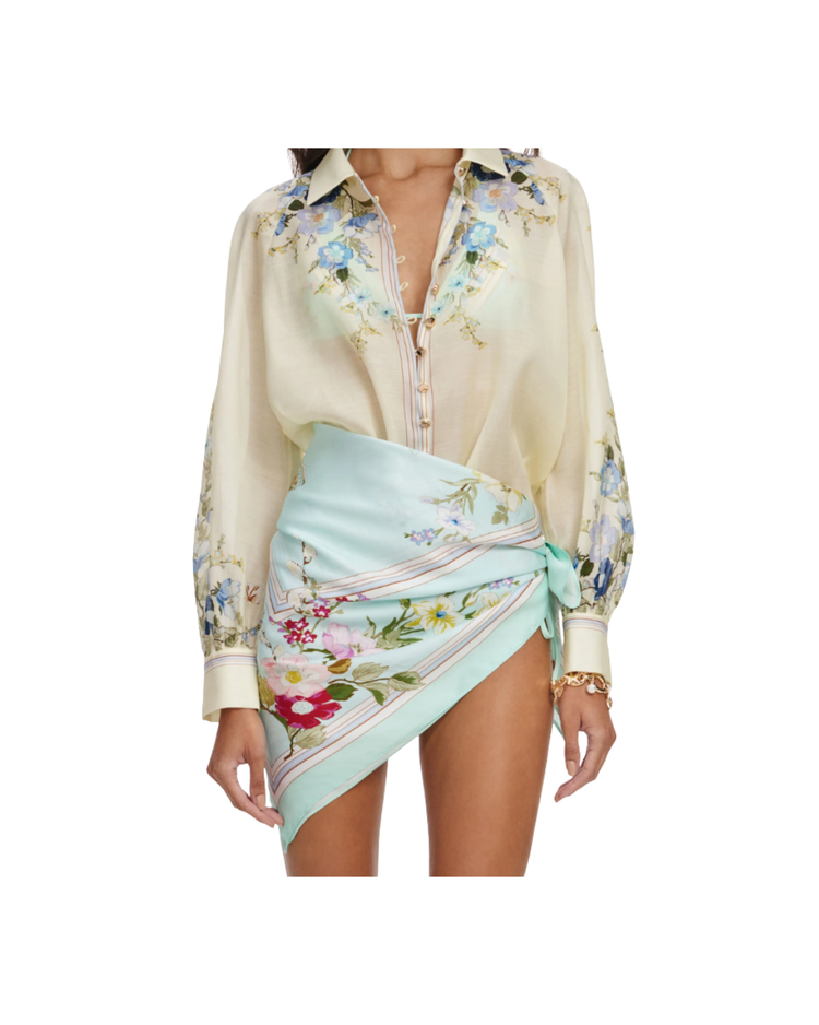 Yellow Floral Organza Blouse