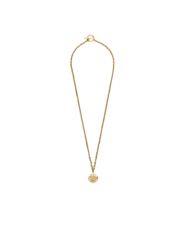 Coin Pendant Necklace In Gold-plated Brass