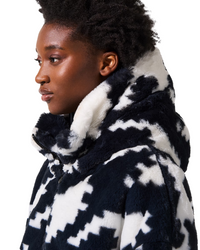 Houndstooth Noelle Faux Fur Jacket