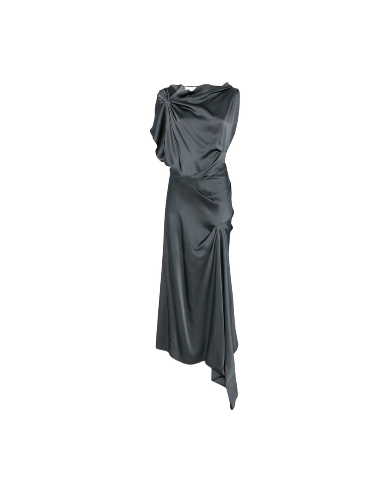 Asymmetric Draped Pleat Midi