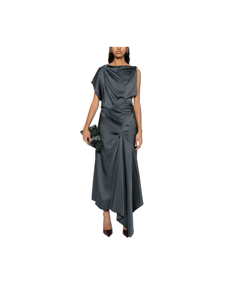 Asymmetric Draped Pleat Midi
