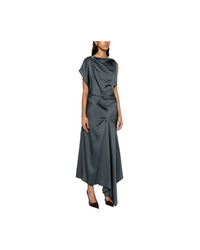 Asymmetric Draped Pleat Midi
