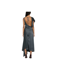 Asymmetric Draped Pleat Midi