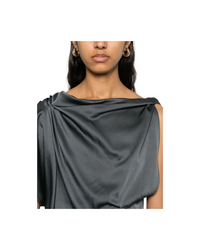Asymmetric Draped Pleat Midi