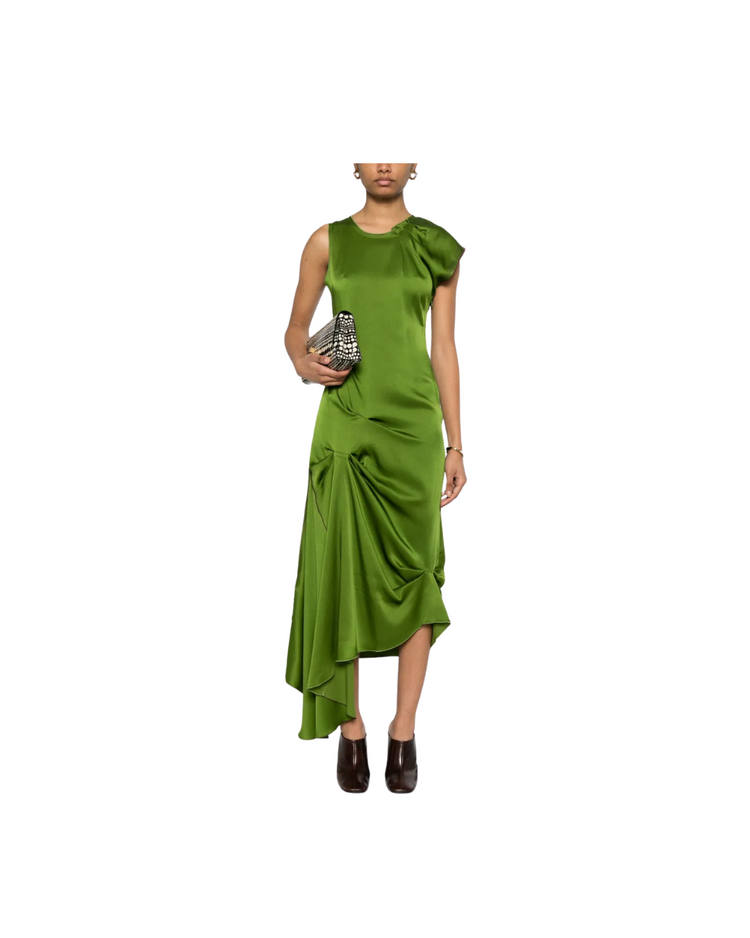 Draped Pleat Detail Midi Dress