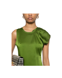Draped Pleat Detail Midi Dress