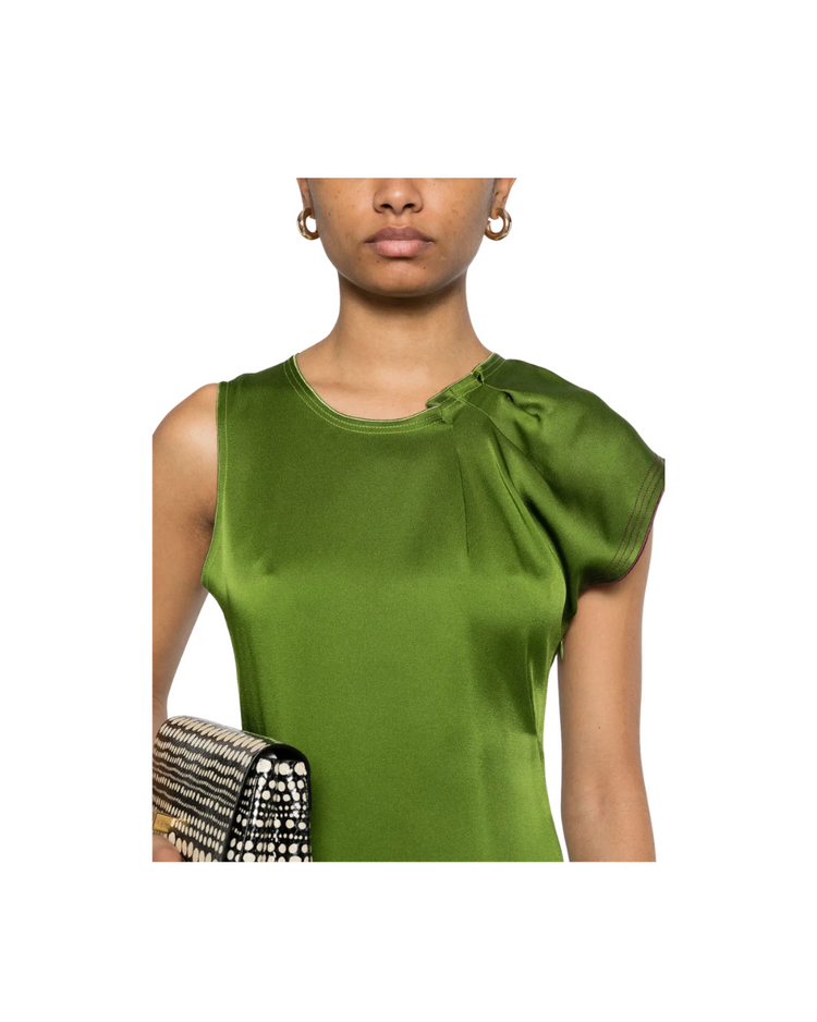 Draped Pleat Detail Midi Dress