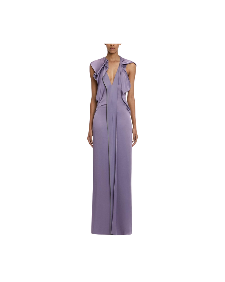 V-neck Draped Pleat Detail Dress