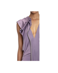 V-neck Draped Pleat Detail Dress