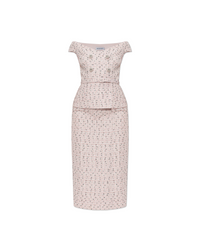 Pink Boucle Pearl Midi Dress
