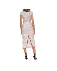 Pink Boucle Pearl Midi Dress