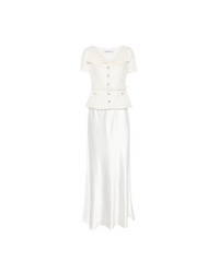 Cream Crepe Tailored Maxi Dress