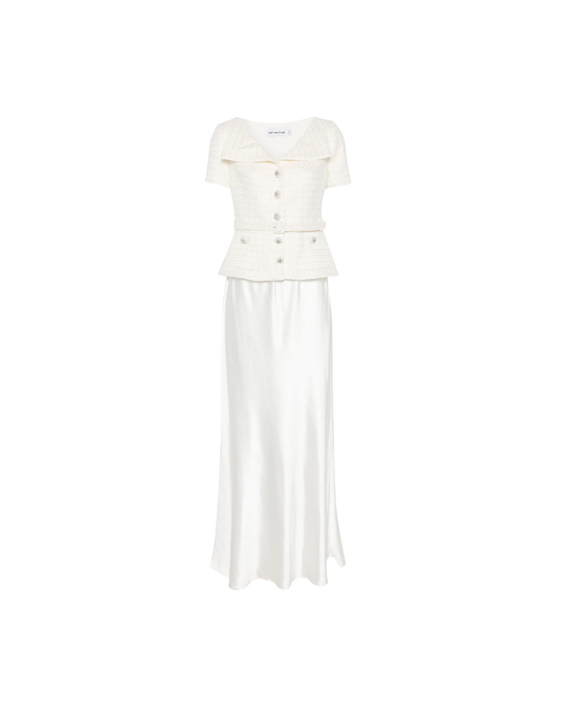 Cream Crepe Tailored Maxi Dress