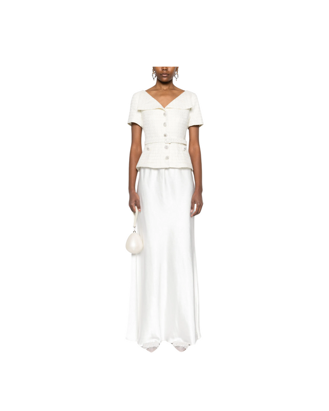 Cream Crepe Tailored Maxi Dress