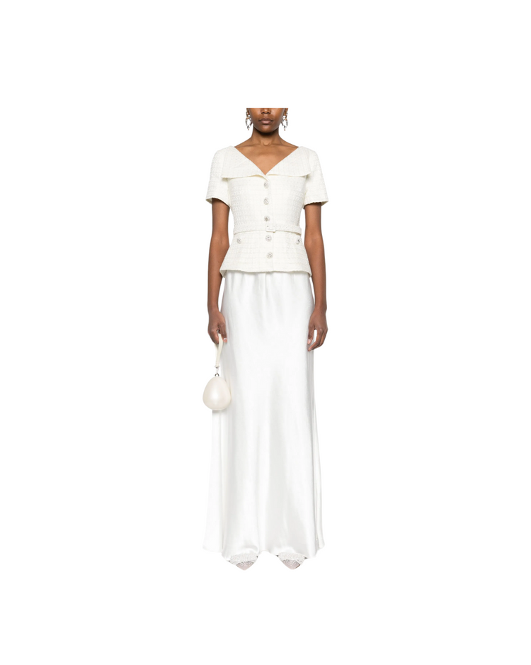 Cream Crepe Tailored Maxi Dress
