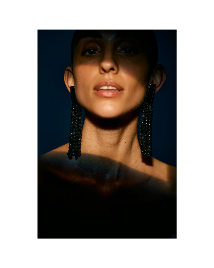 Luna Earring: Obsidian Stone, Acrylic