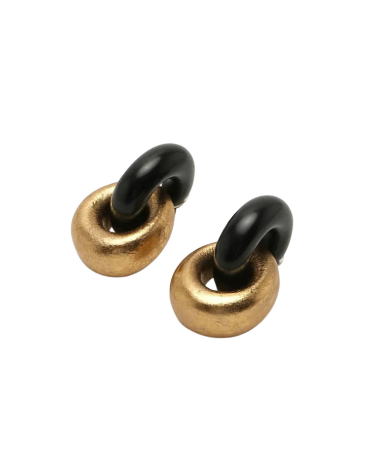 Havana Earrings: Black And Gold