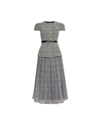 Houndstooth Tailored Midi Dress