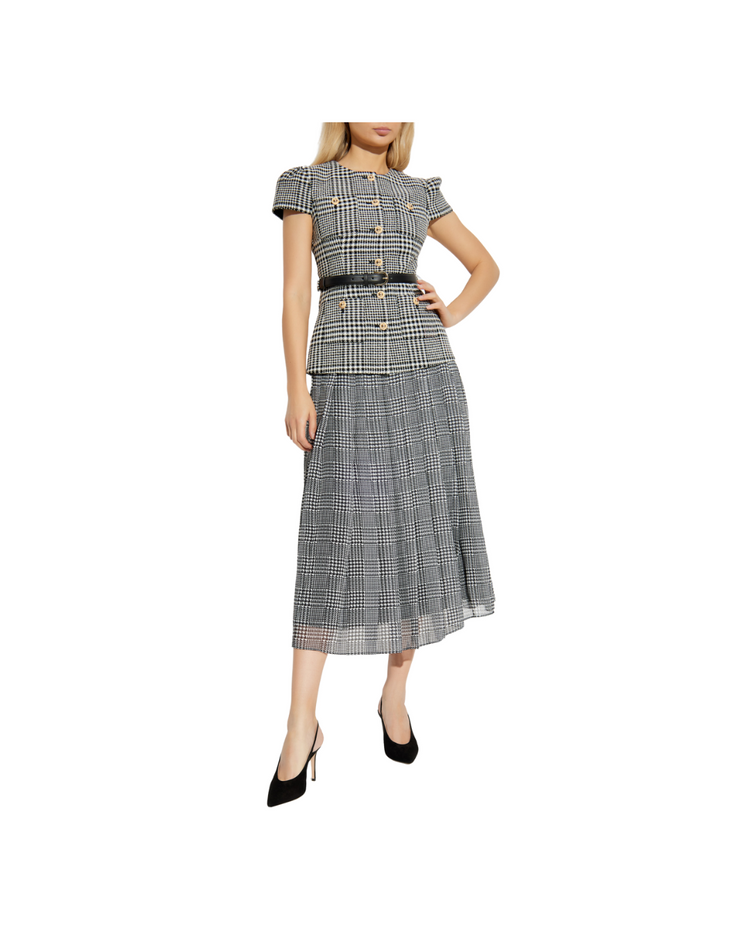 Houndstooth Tailored Midi Dress