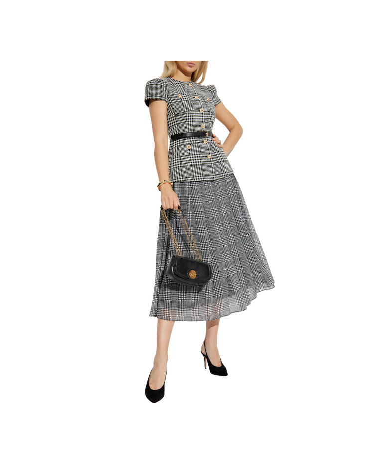 Houndstooth Tailored Midi Dress