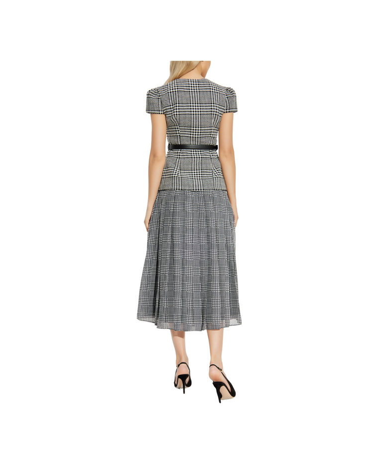 Houndstooth Tailored Midi Dress
