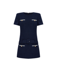 Navy Boucle Mini Dress