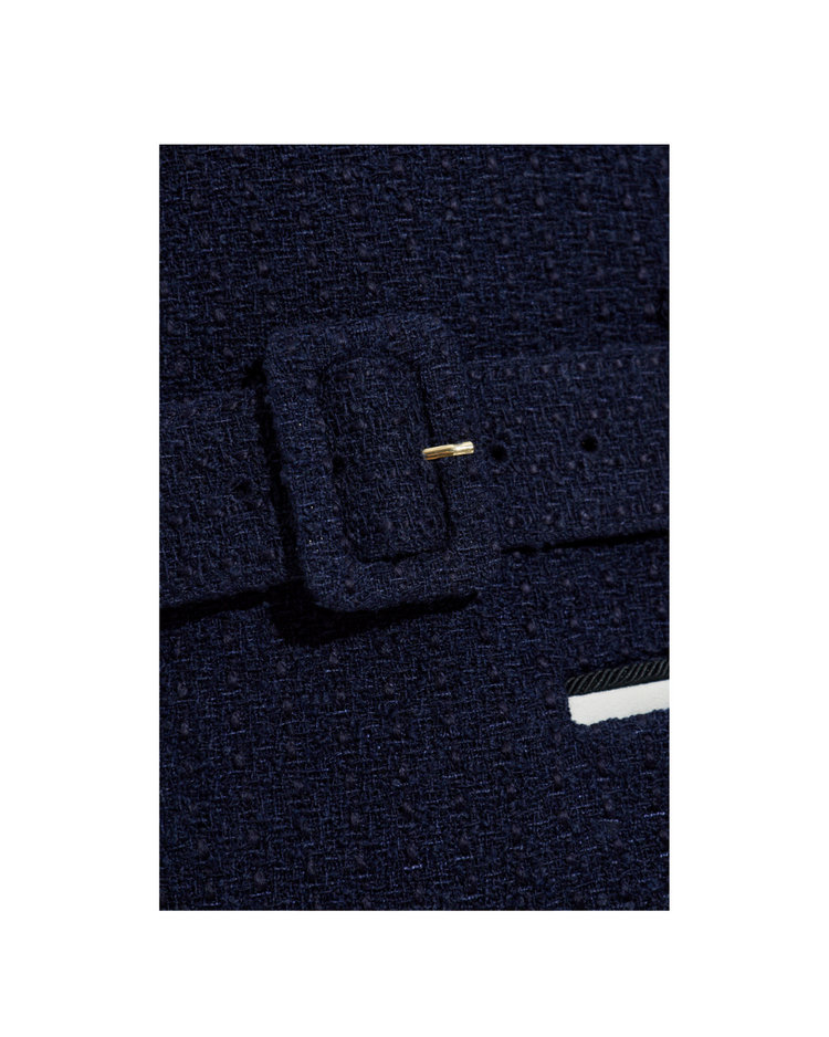 Navy Boucle Mini Dress