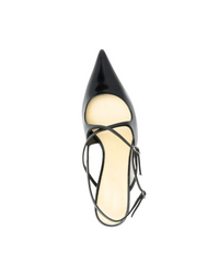 Slash Crossover Slingback Pumps in Spazzolato Leather - Black