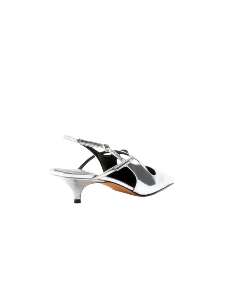 Slash Crossover Slingback Pumps - Silver