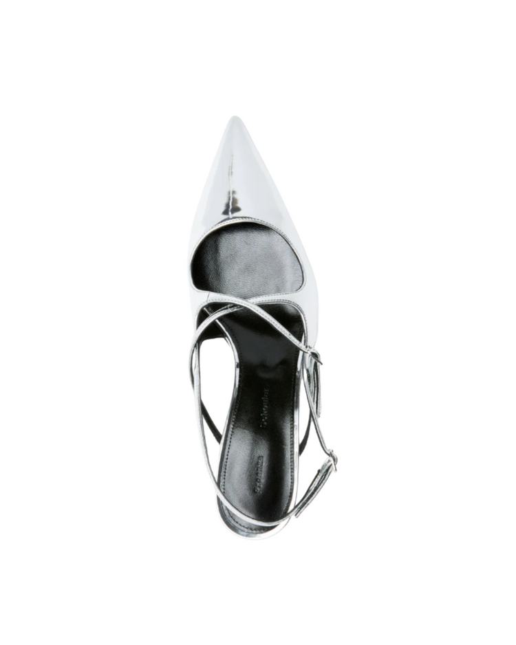Slash Crossover Slingback Pumps - Silver