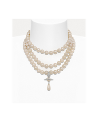 Three Row Pearl Drop Choker