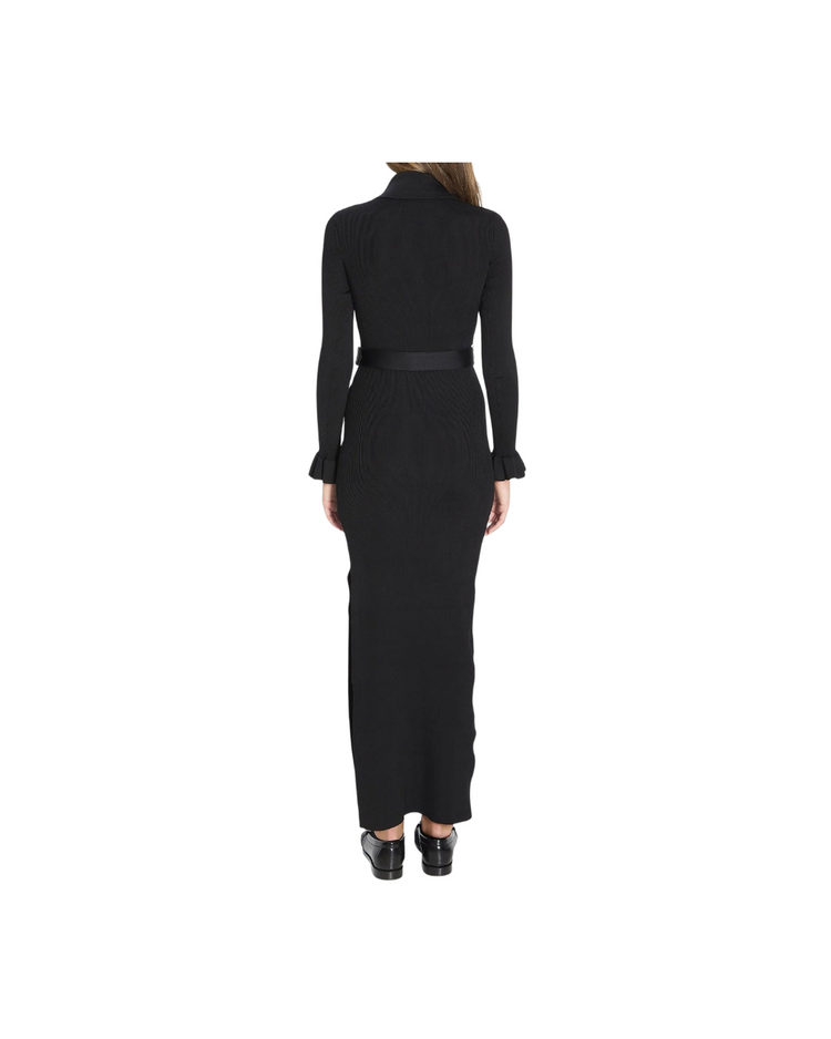 Black Ribbed Knit Maxi Dress