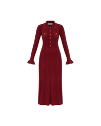 Burgundy Ribbed Knit Midi Dress
