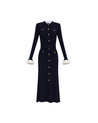 Navy Viscose Knit Midi Dress