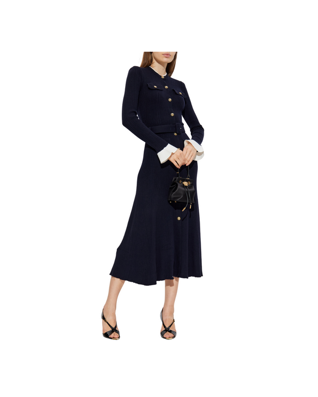 Navy Viscose Knit Midi Dress