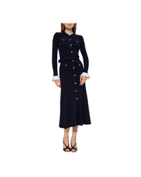 Navy Viscose Knit Midi Dress