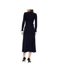 Navy Viscose Knit Midi Dress