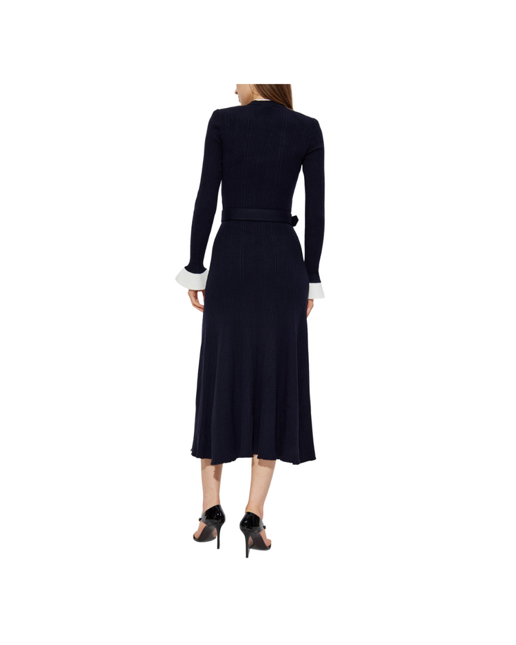 Navy Viscose Knit Midi Dress