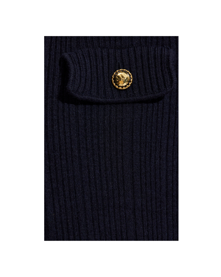 Navy Viscose Knit Midi Dress