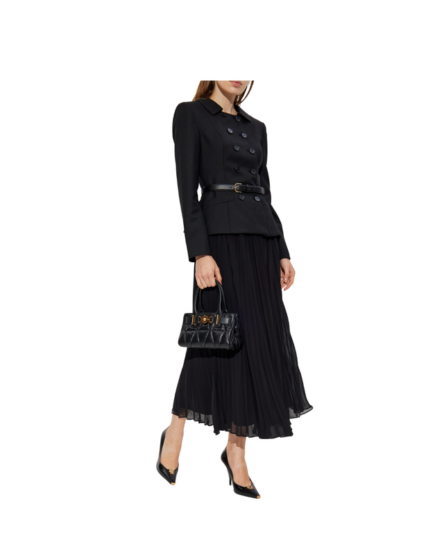 Black Wool Crepe Midi Dress