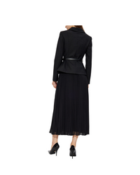 Black Wool Crepe Midi Dress