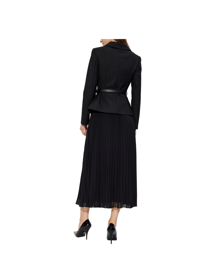 Black Wool Crepe Midi Dress