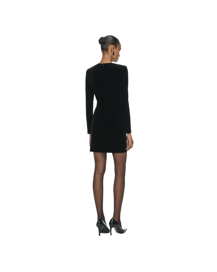 Black Velvet Embellished Mini Dress