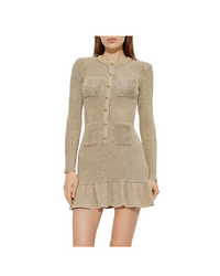 Gold Lurex Peplum Knit Mini Dress