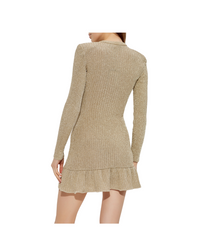 Gold Lurex Peplum Knit Mini Dress