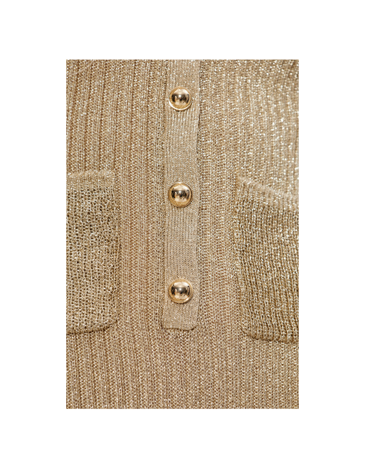 Gold Lurex Peplum Knit Mini Dress