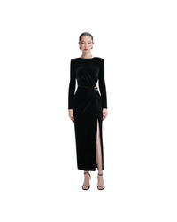 Black Velvet Embellished Midi Dress