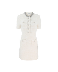Cream Textured Knit Mini Dress