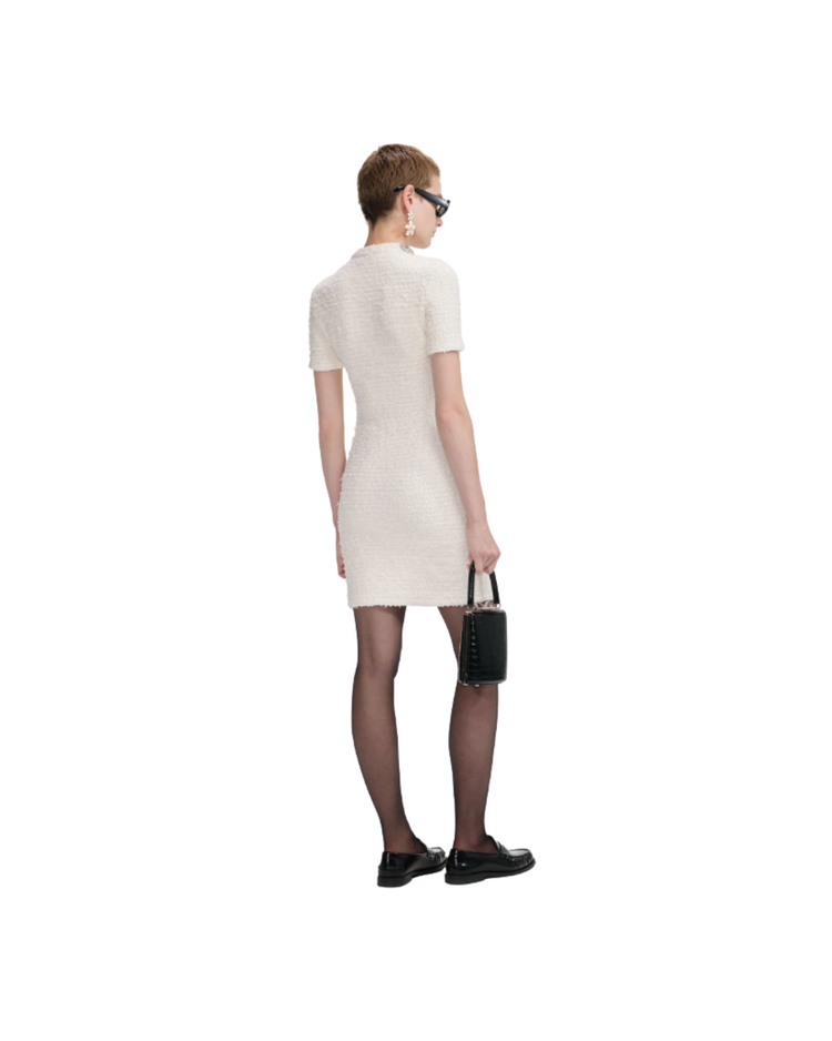 Cream Textured Knit Mini Dress